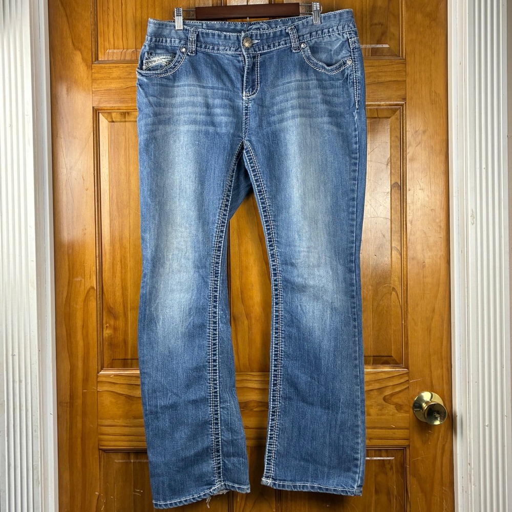 Maurices Bootcut Jeans Size 15/16 Reg Embellished Rhinestone Hardwear Y2K